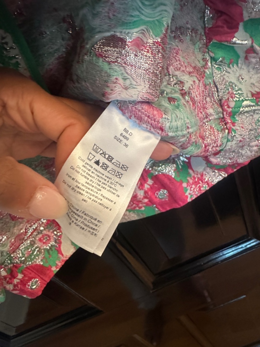 GANNI Pink & Green Floral Puff Sleeve Mini Dress - Picture 2 of 2